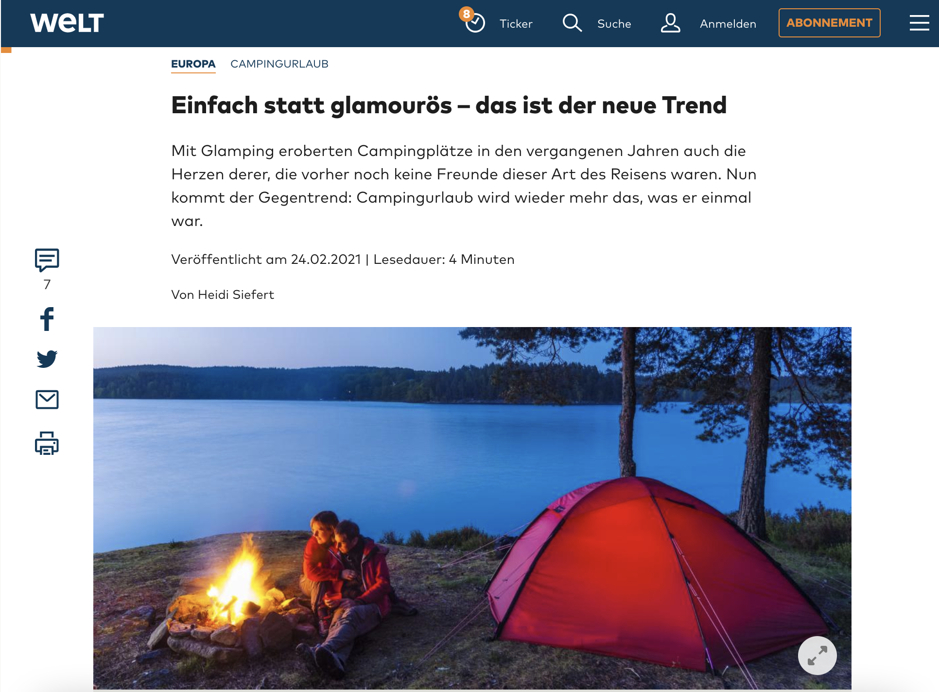 24 février 2021 — Welt sur les nouvelles tendances du camping